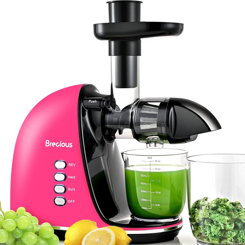 BRECIOUS Slow Masticating Juicer, Cold Press Juicers with 2 Speed Modes & Quiet Motor,Juicers Machines Vegetable and Fruit with Reverse Function,Celery Juicer,BPA-Free,Easy to Clean (Pink) - Image 1